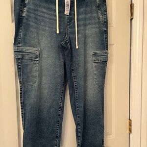 Blue Denim Cargo Joggers